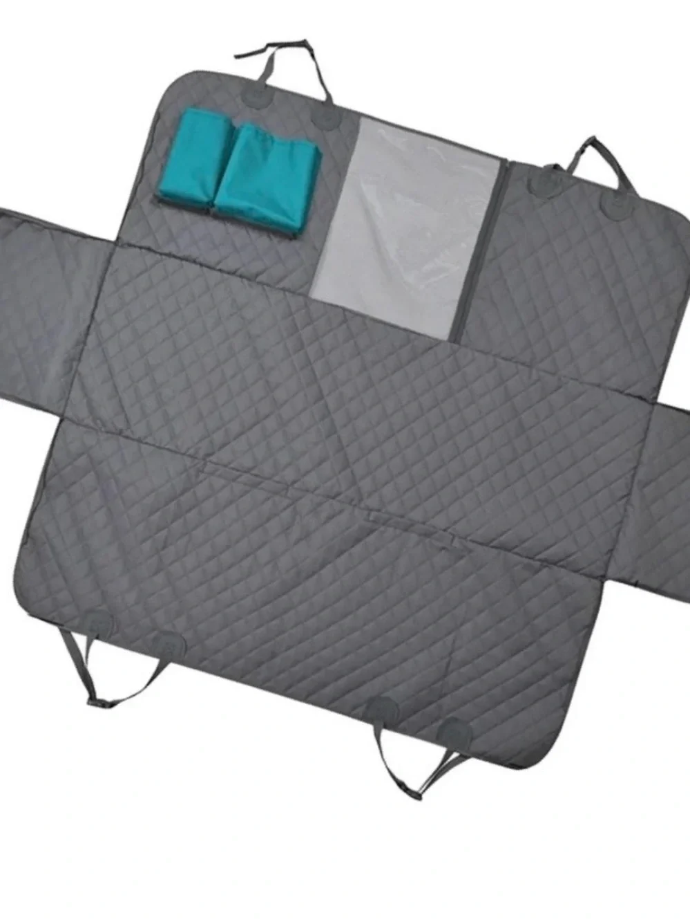 Gray Quilted Dog Car Seat Cover for Pets - Waterproof Backseat Protector